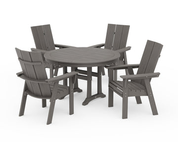 Modern Curveback Adirondack 5-Piece Nautical Trestle Dining Set