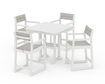 EDGE Sling Arm Chair 5-Piece Farmhouse Counter Set with Trestle Legs