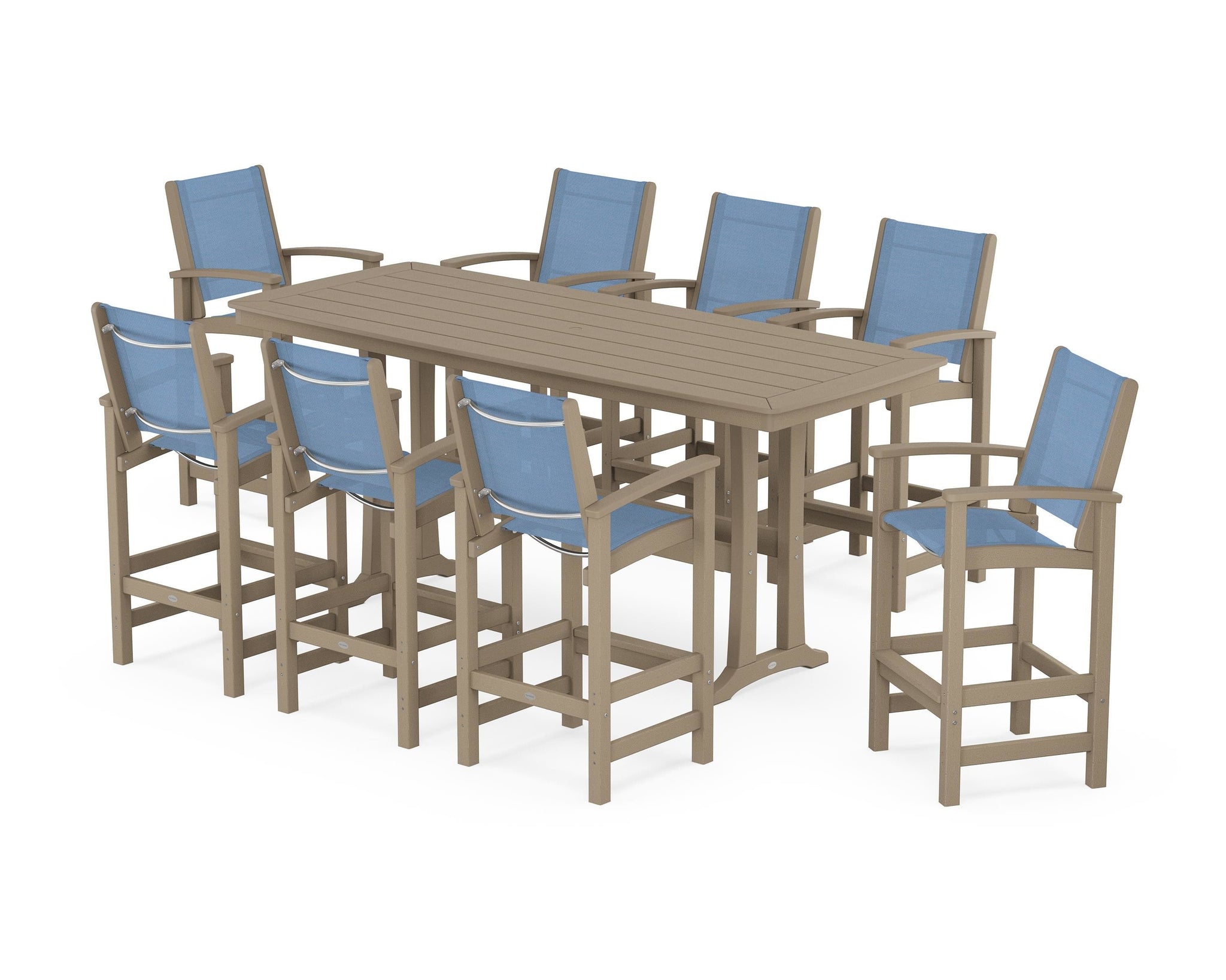 Coastal 9-Piece Bar Set with Trestle Legs