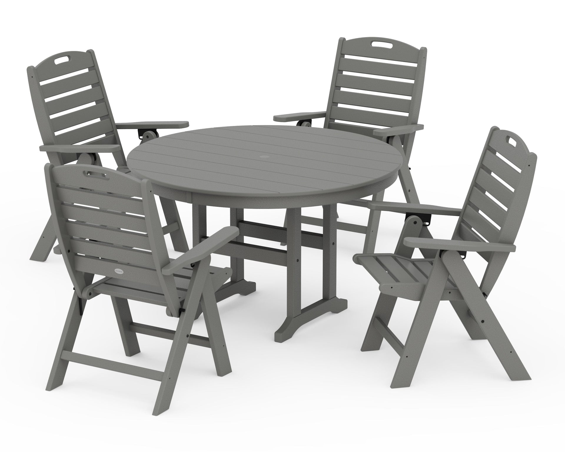 Nautical Folding Chair 5-Piece Round Farmhouse Dining Set