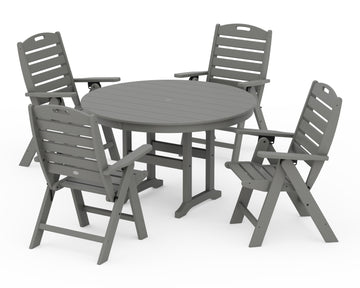 Nautical Folding Chair 5-Piece Round Farmhouse Dining Set