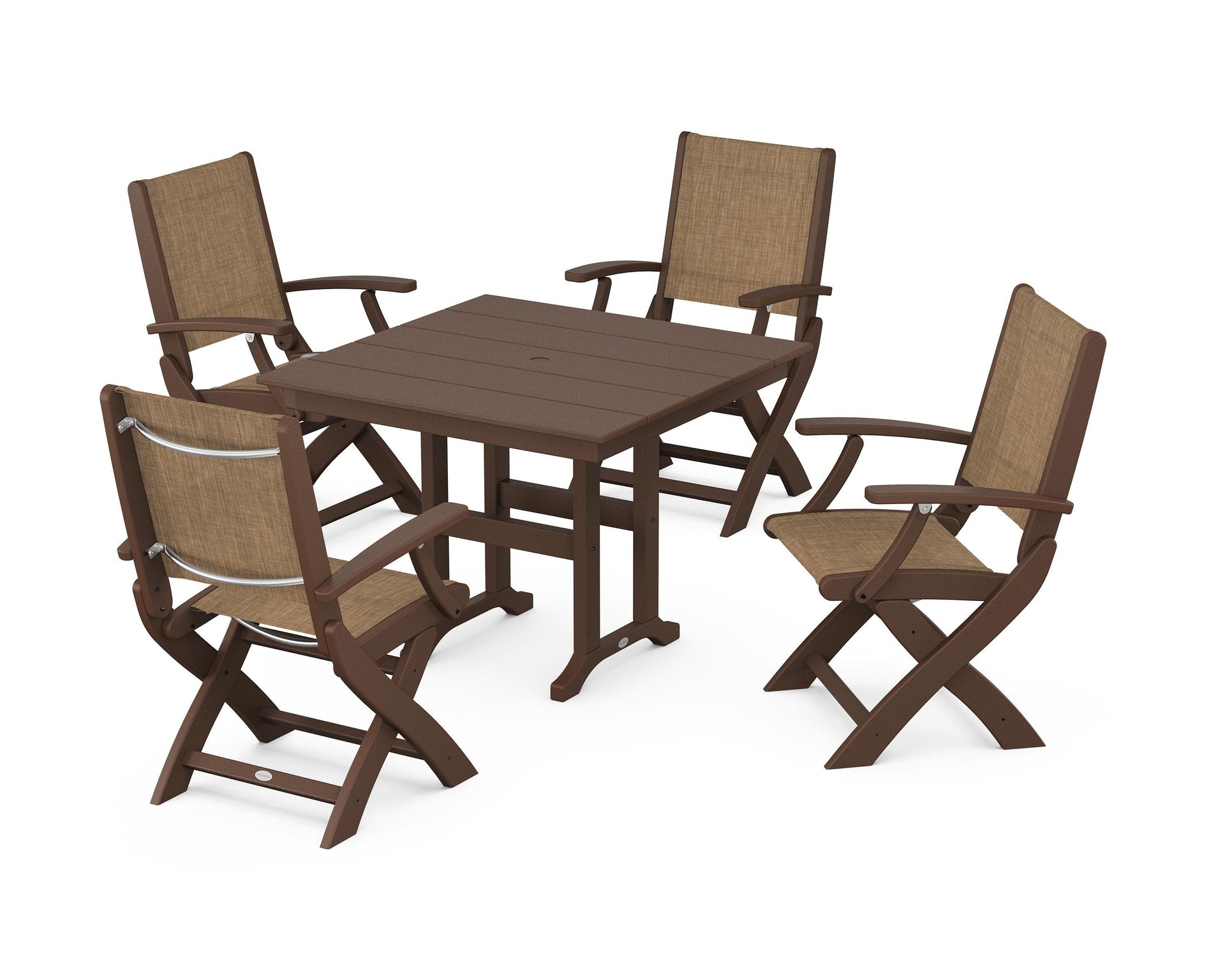 Coastal Folding Chair 5-Piece Farmhouse Dining Set