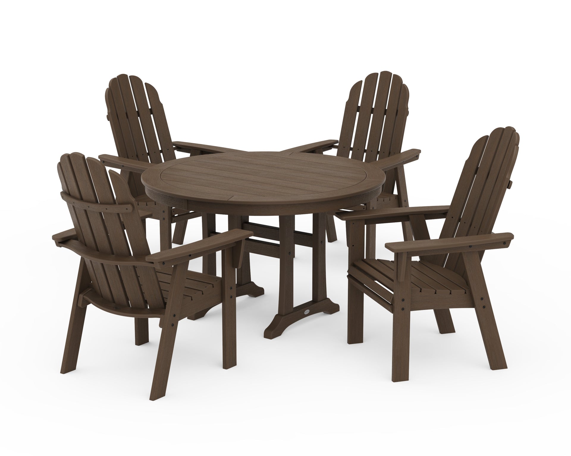 Vineyard Curveback Adirondack 5-Piece Nautical Trestle Dining Set