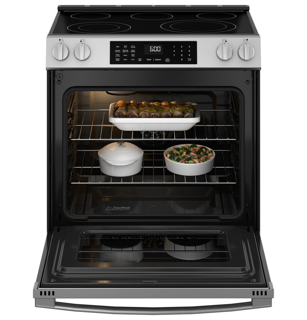 GE® ENERGY STAR® 30" Slide-In Electric Convection Range with No Preheat Air Fry and EasyWash™ Oven Tray