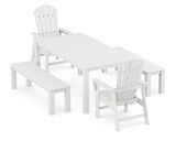 South Beach 5-Piece Parsons Dining Set with Benches