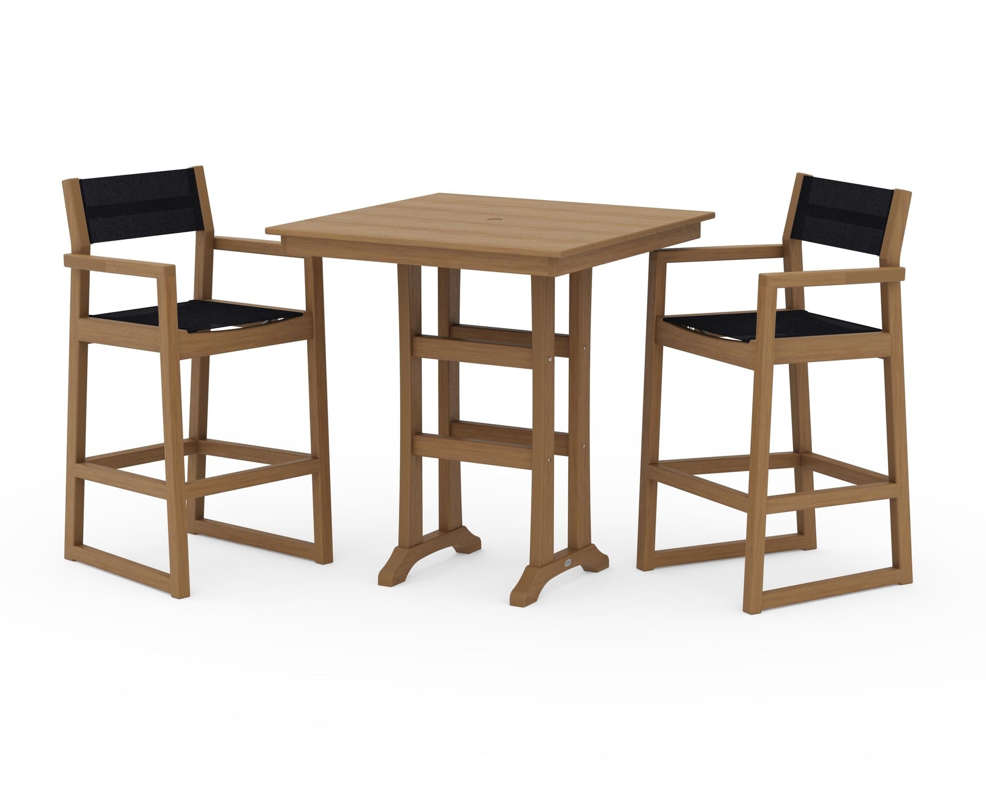 EDGE Sling Arm Chair 3-Piece Farmhouse Bar Set with Trestle Legs