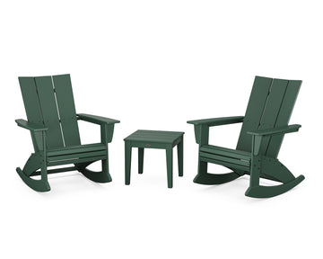 Modern Curveback 3-Piece Adirondack Rocking Chair Set