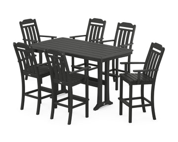 Cottage Arm Chair 7-Piece Bar Set with Trestle Legs