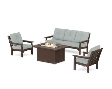 Vineyard Deep Seating Fire Pit Table Set