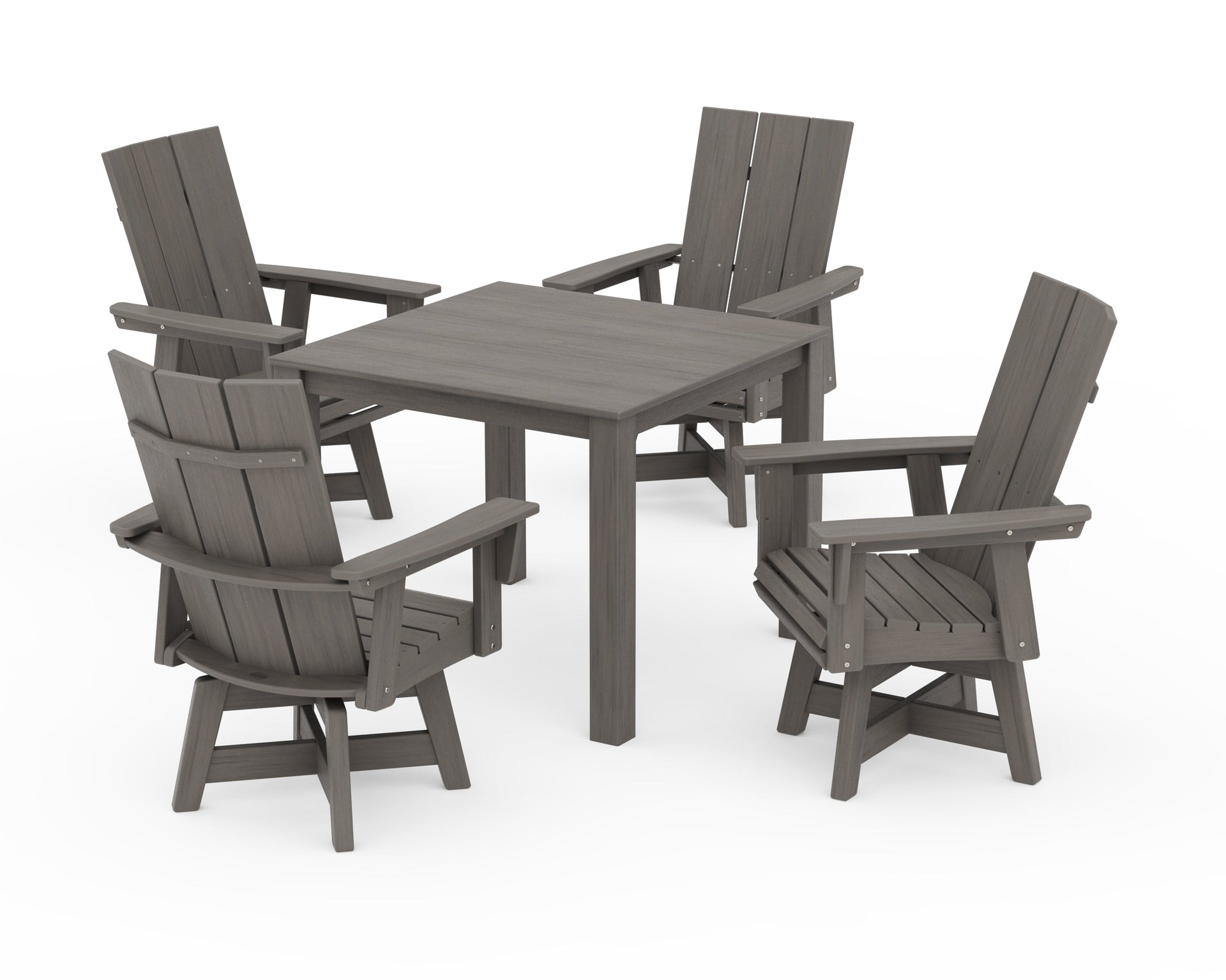 Modern Curveback Adirondack 5-Piece Parsons Swivel Dining Set