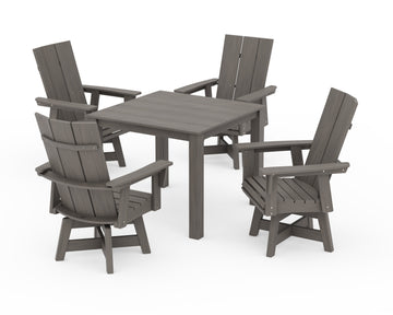 Modern Curveback Adirondack 5-Piece Parsons Swivel Dining Set