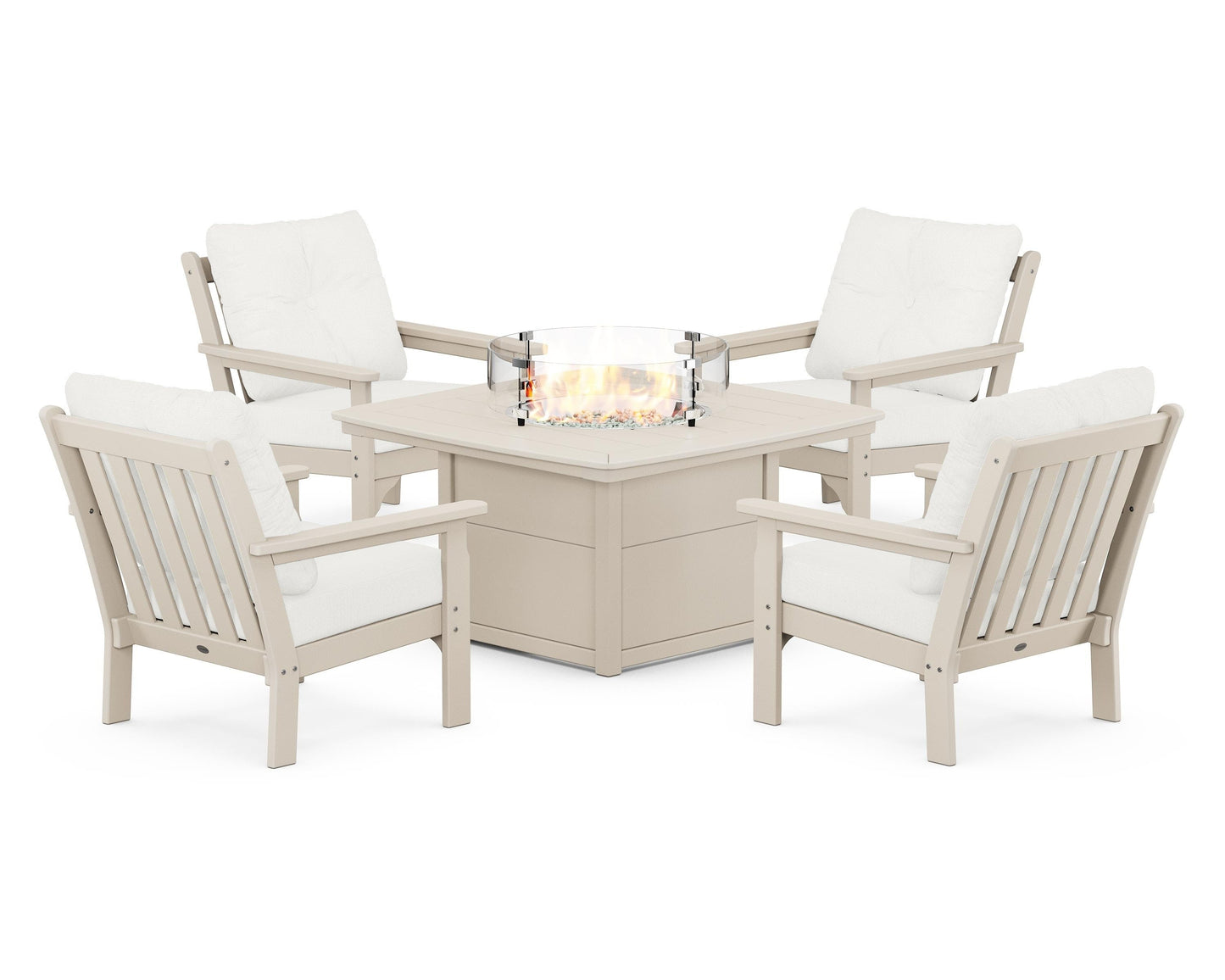 Vineyard 5-Piece Conversation Set with Fire Pit Table