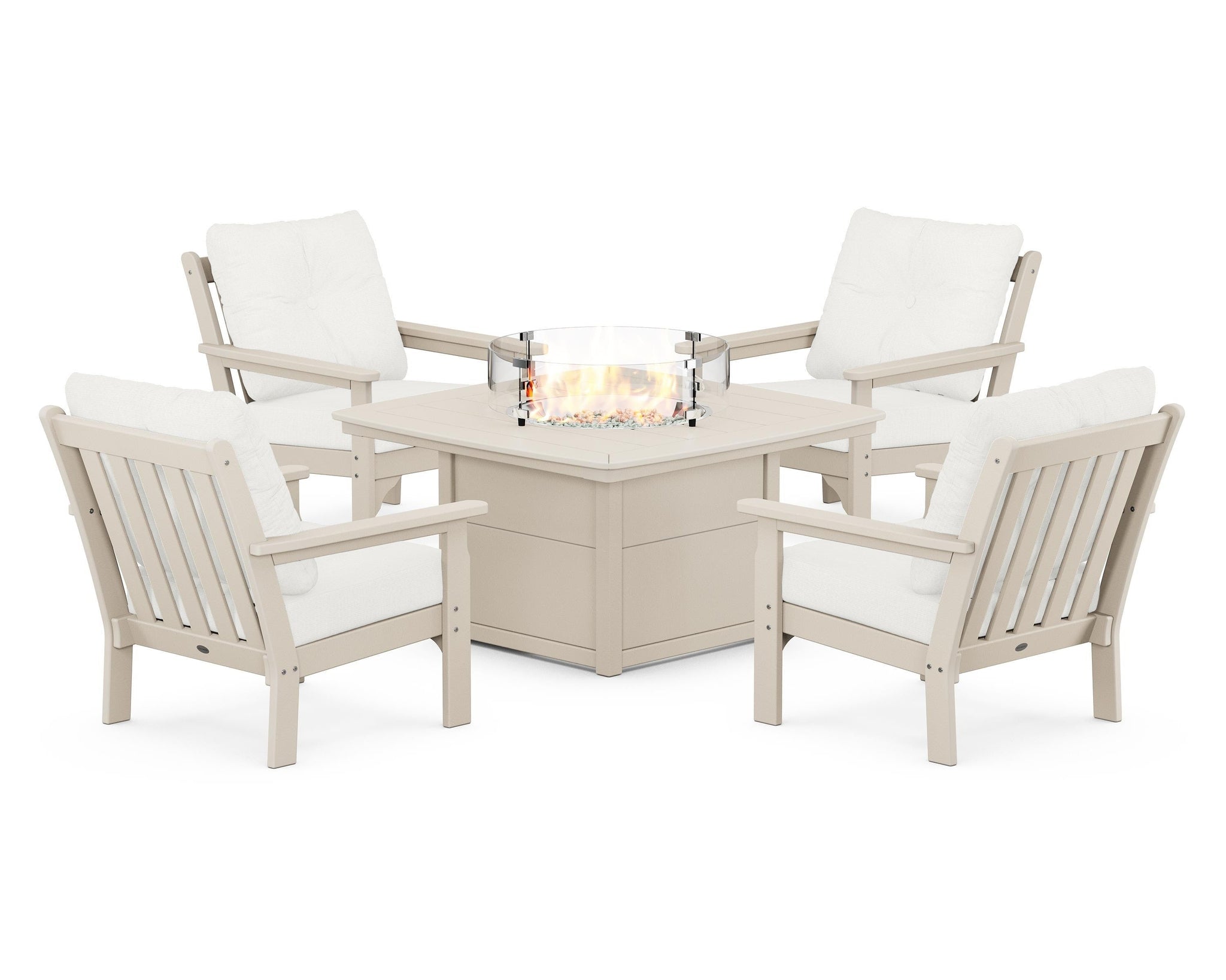 Vineyard 5-Piece Conversation Set with Fire Pit Table