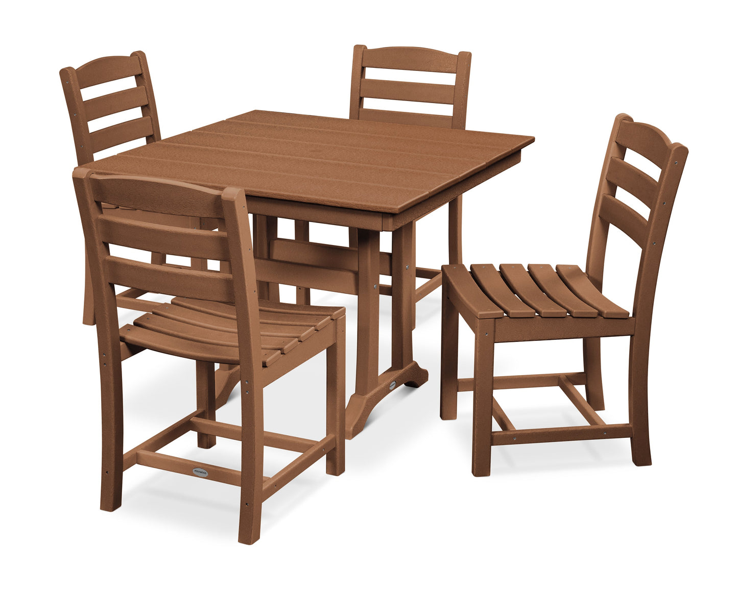 La Casa Café 5-Piece Farmhouse Trestle Side Chair Dining Set