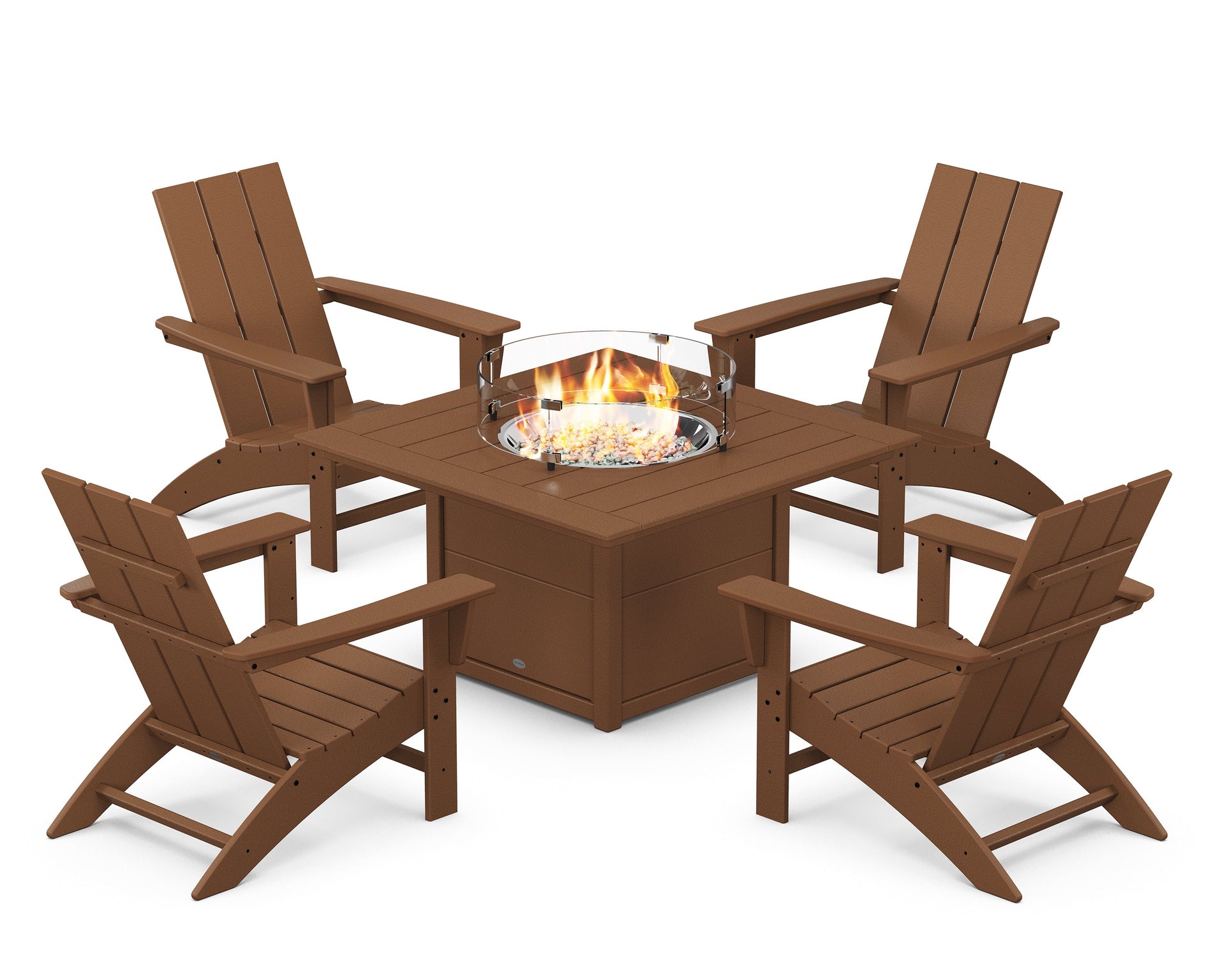 Modern 5-Piece Adirondack Chair Conversation Set with Fire Pit Table