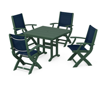 Coastal Folding Chair 5-Piece Farmhouse Dining Set