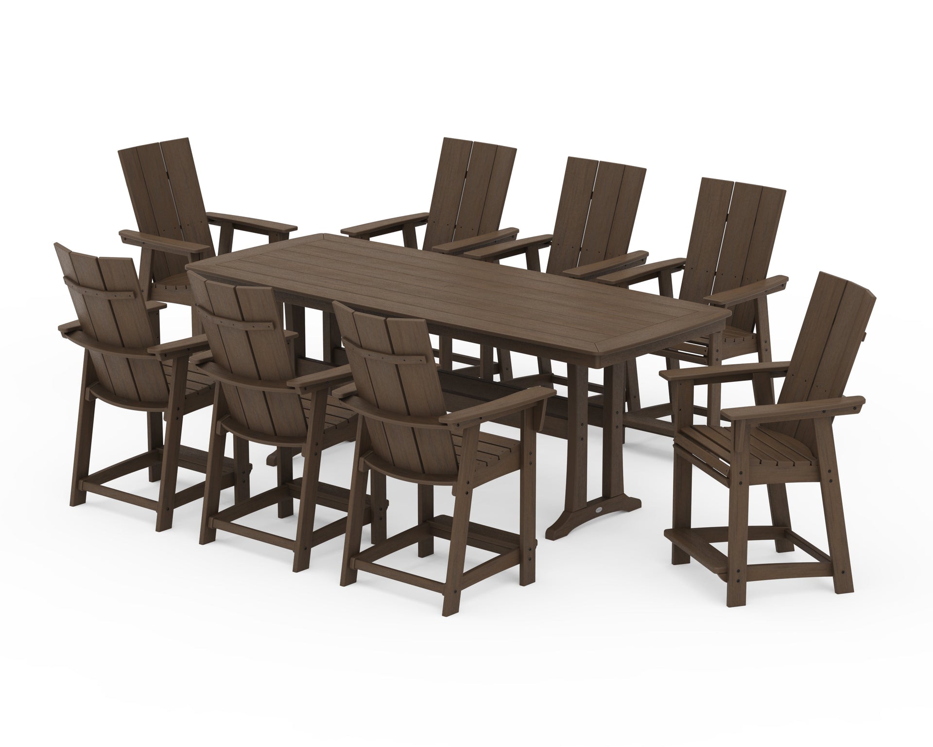 Modern Curveback Adirondack 9-Piece Counter Set with Trestle Legs
