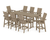 Modern Curveback Adirondack 9-Piece Farmhouse Bar Set with Trestle Legs