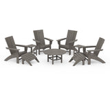 Modern Curveback Adirondack Chair 9-Piece Conversation Set