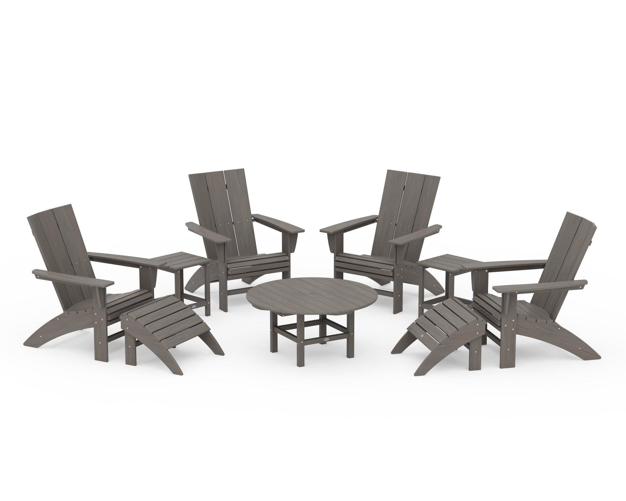 Modern Curveback Adirondack Chair 9-Piece Conversation Set