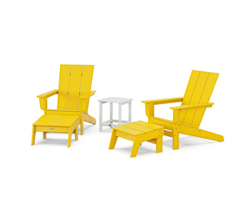 5-Piece Modern Studio Adirondack Set with Ottomans and Side Table