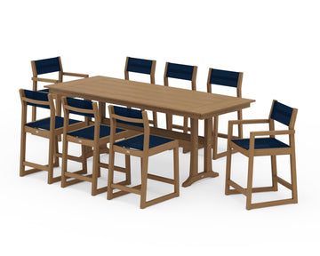 EDGE Sling 9-Piece Farmhouse Counter Set with Trestle Legs