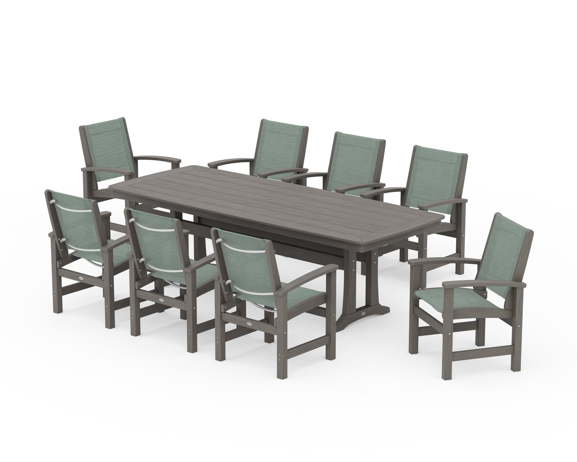 Coastal 9-Piece Dining Set with Trestle Legs
