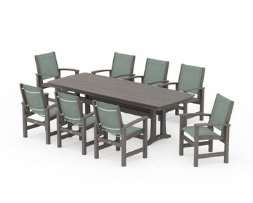 Coastal 9-Piece Dining Set with Trestle Legs