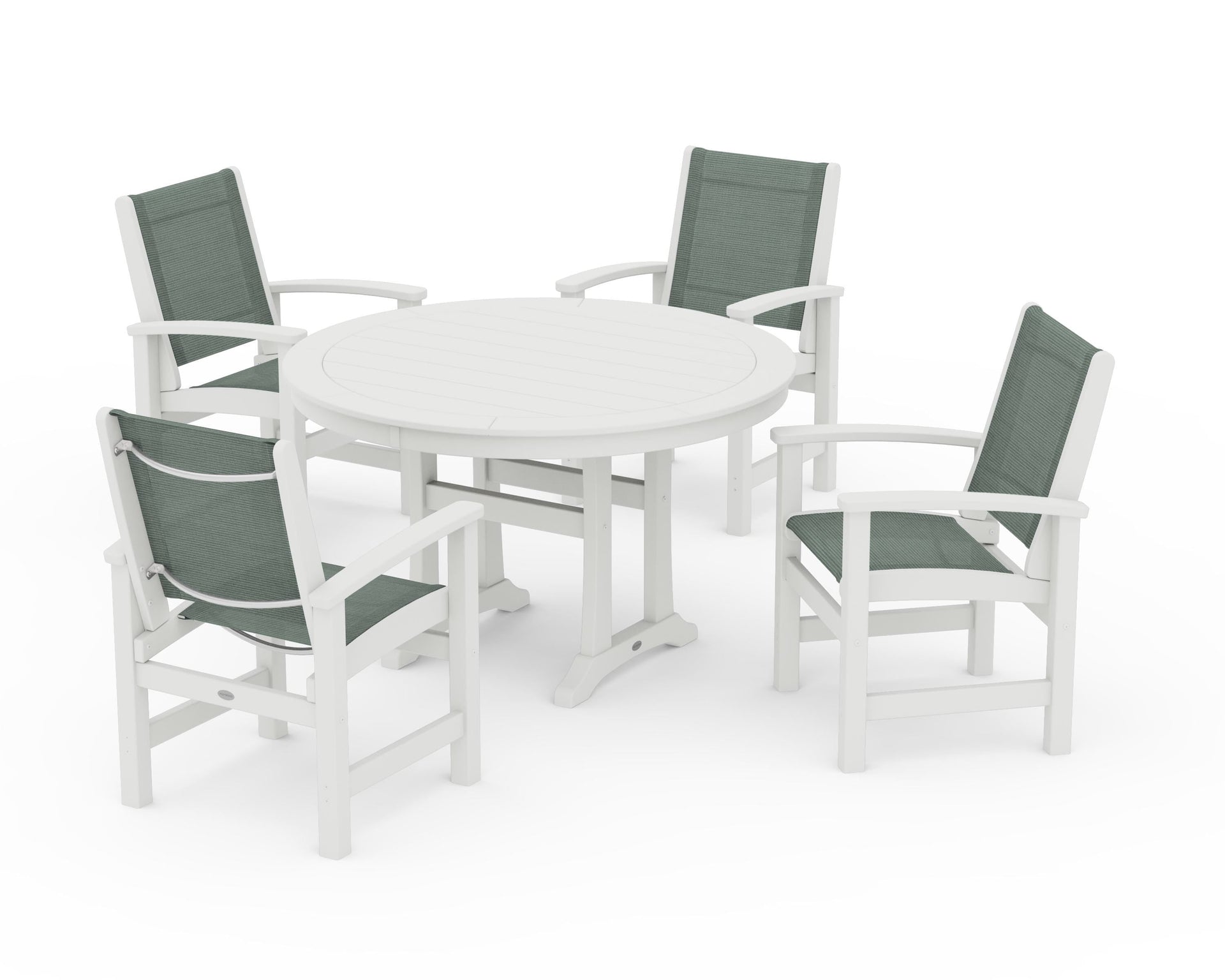 Coastal 5-Piece Round Dining Set with Trestle Legs
