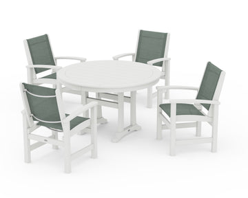 Coastal 5-Piece Round Dining Set with Trestle Legs