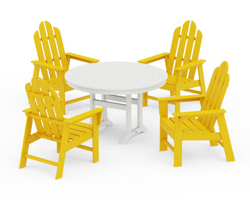 Long Island 5-Piece Round Dining Set with Trestle Legs