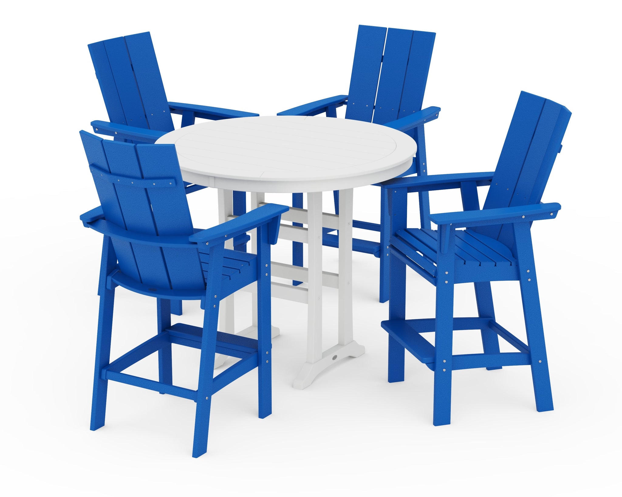 Modern Curveback Adirondack 5-Piece Nautical Trestle Bar Set