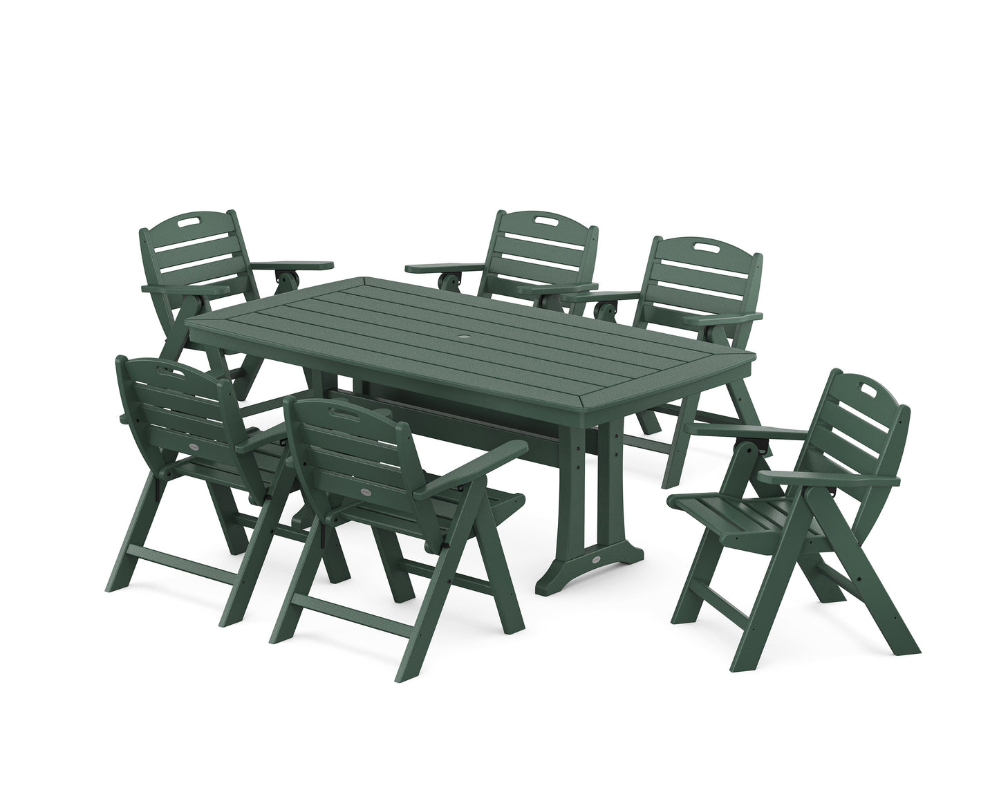 Nautical Lowback 7-Piece Dining Set with Trestle Legs