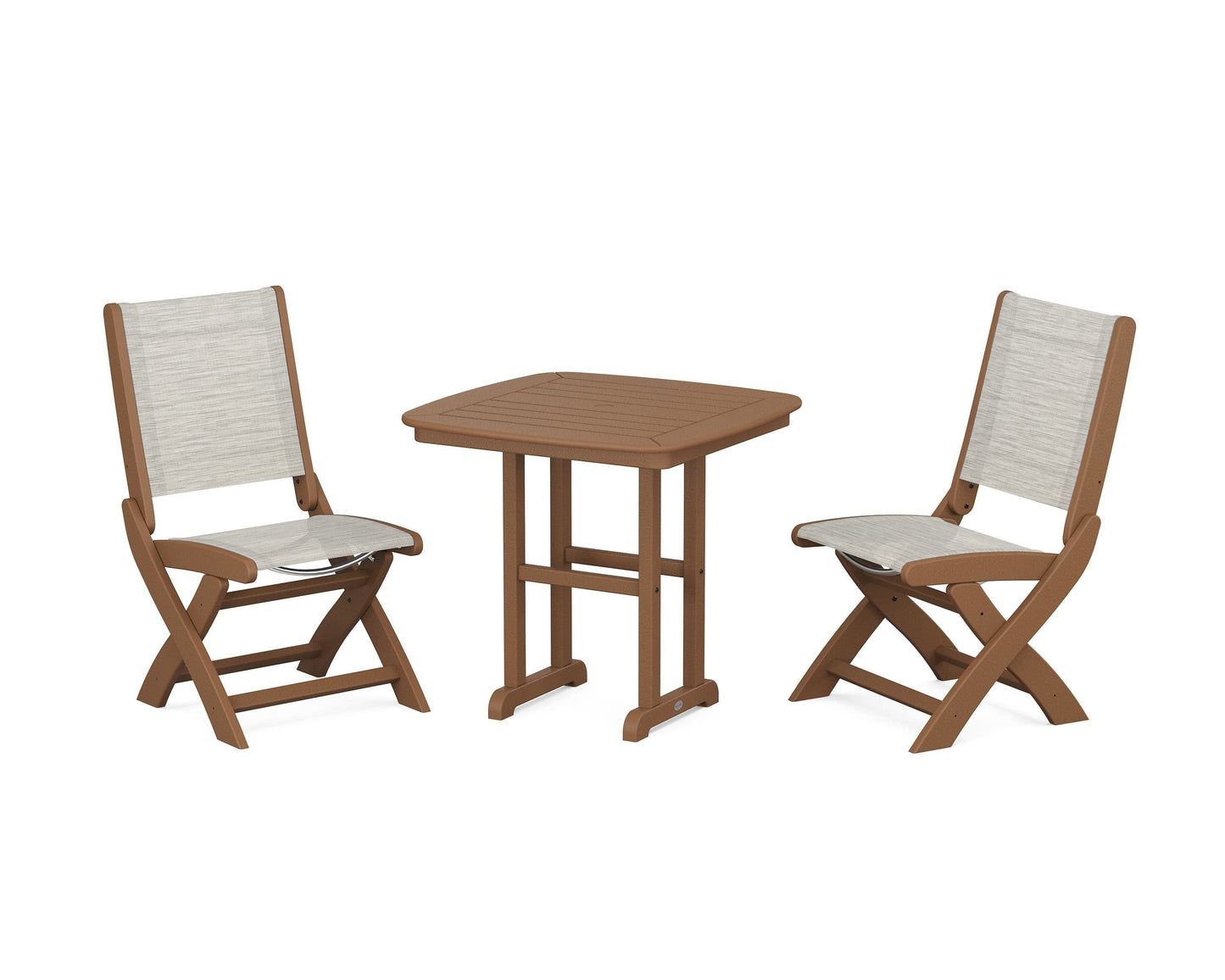 Coastal Folding Side Chair 3-Piece Dining Set
