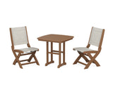 Coastal Folding Side Chair 3-Piece Dining Set