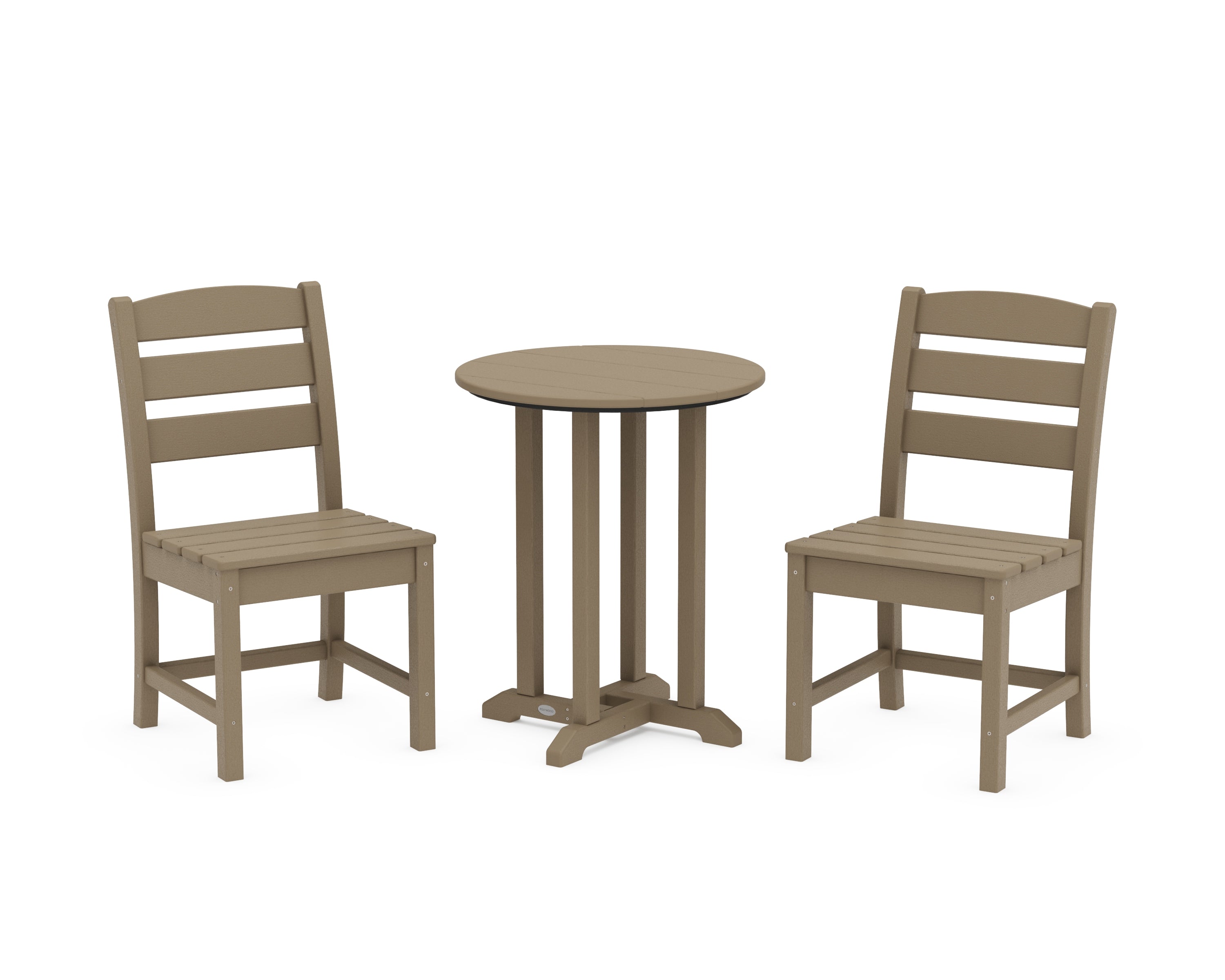 Lakeside Side Chair 3-Piece Round Bistro Dining Set
