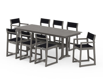 EDGE Sling 9-Piece Farmhouse Counter Set with Trestle Legs