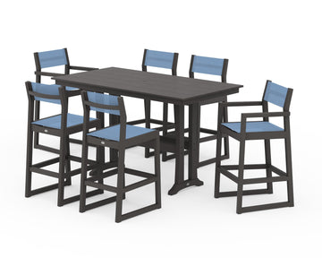 EDGE Sling 7-Piece Farmhouse Bar Set with Trestle Legs
