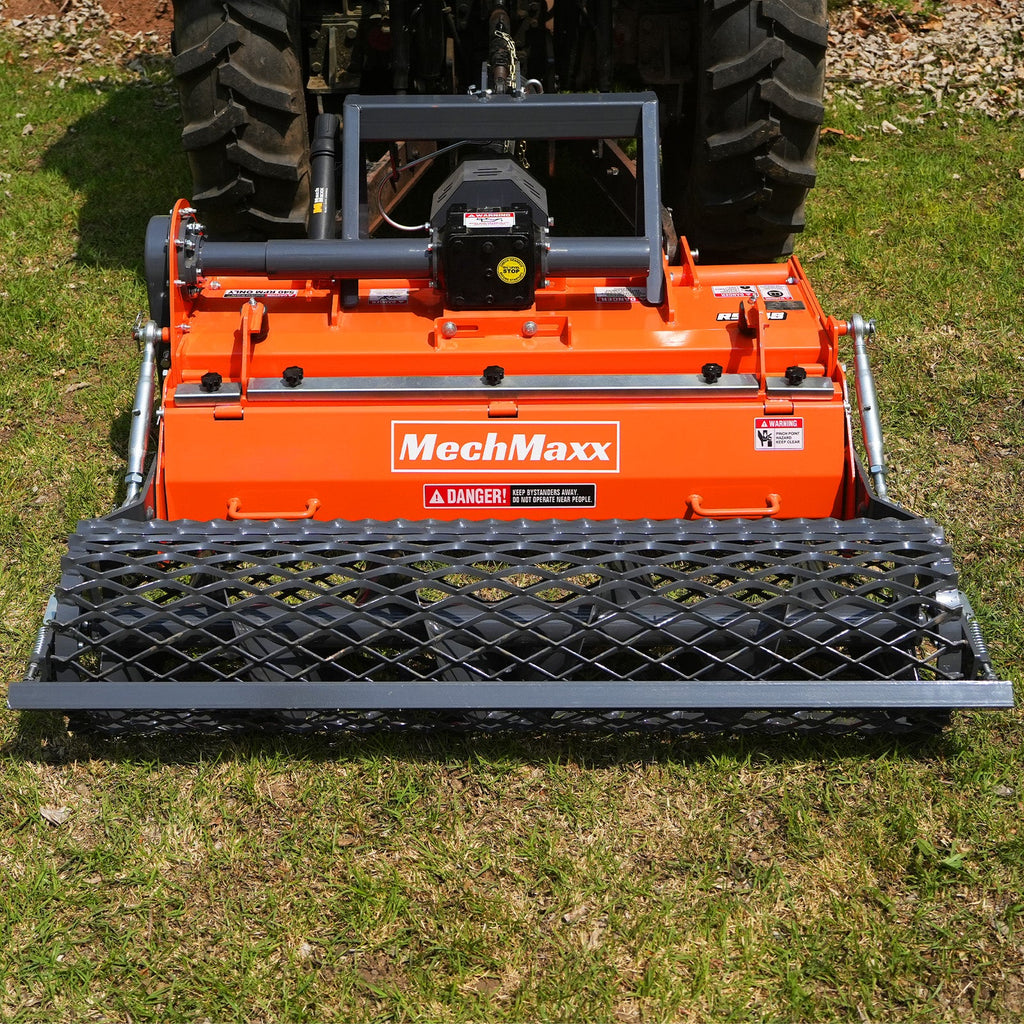 48 in Stone Burier Reverse Rotary Tiller,  3 Point Hitch Cat.1,  Chain Drive,  PTO Shaft Included with Slip Clutch,  20-45 HP,  RSB48