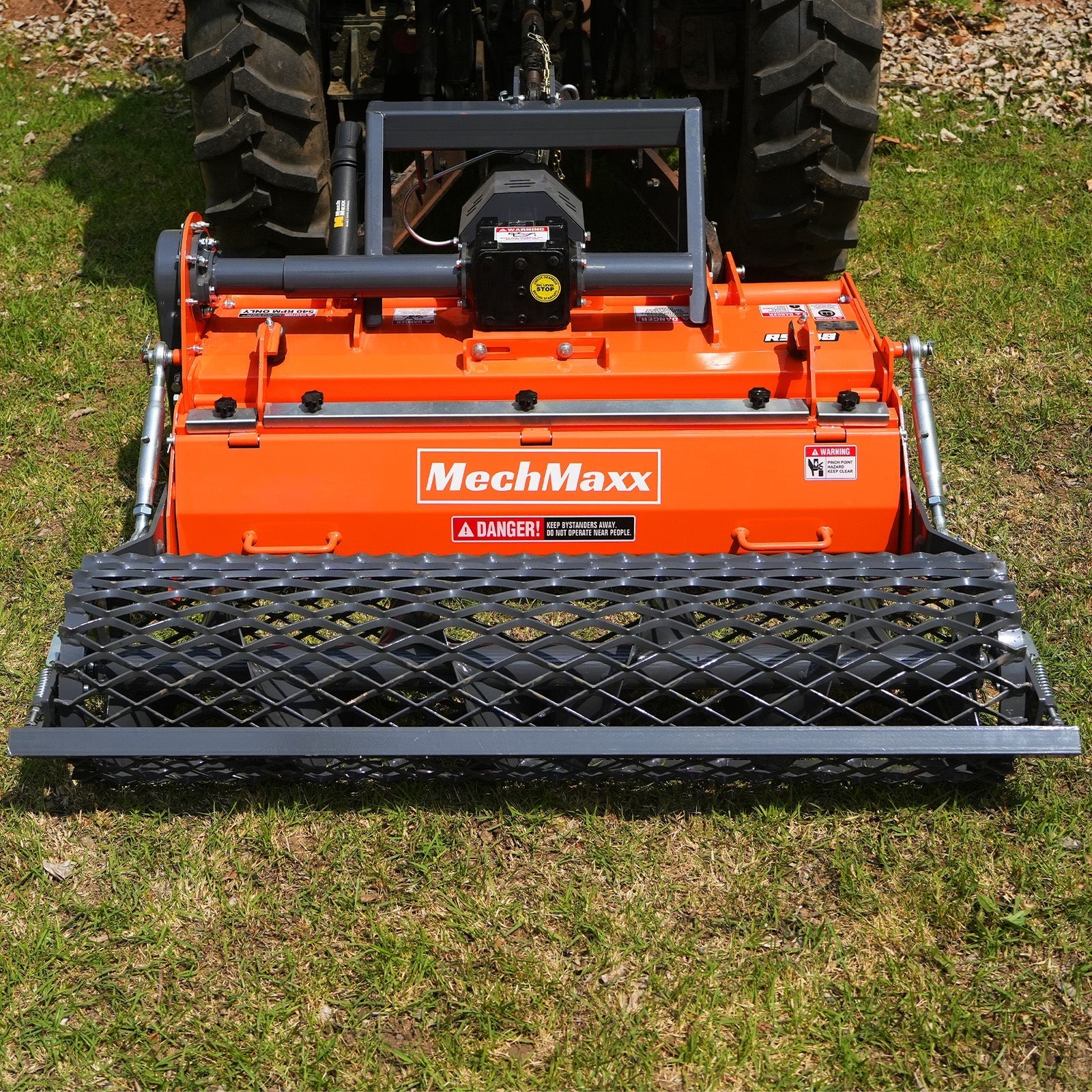 MechMaxx RSB48 Rotary Tiller 48" Stone Burier Reverse Rotary Tiller 3 Point Hitch Cat.1 Chain Drive PTO Shaft Included Slip Clutch 20-45 HP New