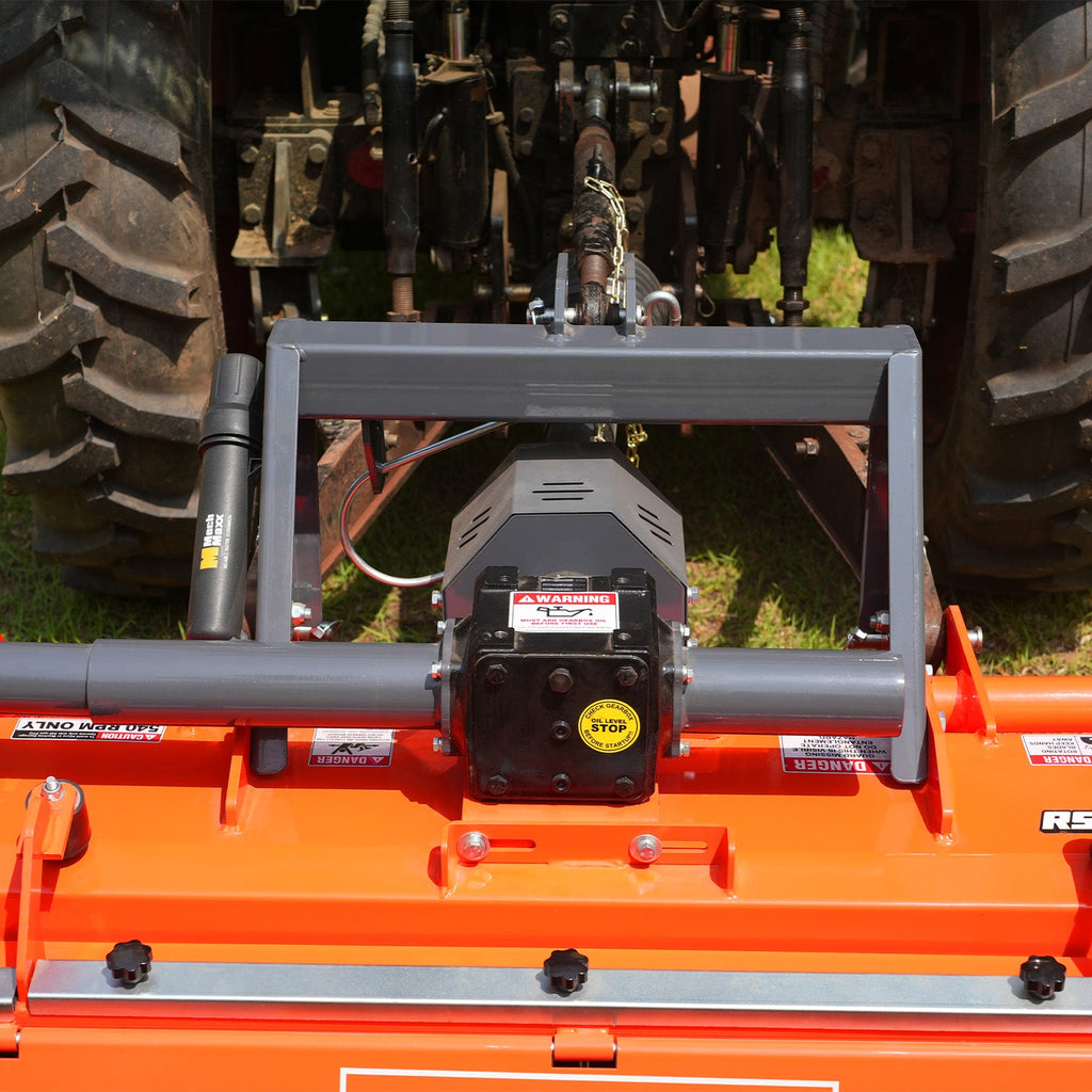 48 in Stone Burier Reverse Rotary Tiller,  3 Point Hitch Cat.1,  Chain Drive,  PTO Shaft Included with Slip Clutch,  20-45 HP,  RSB48