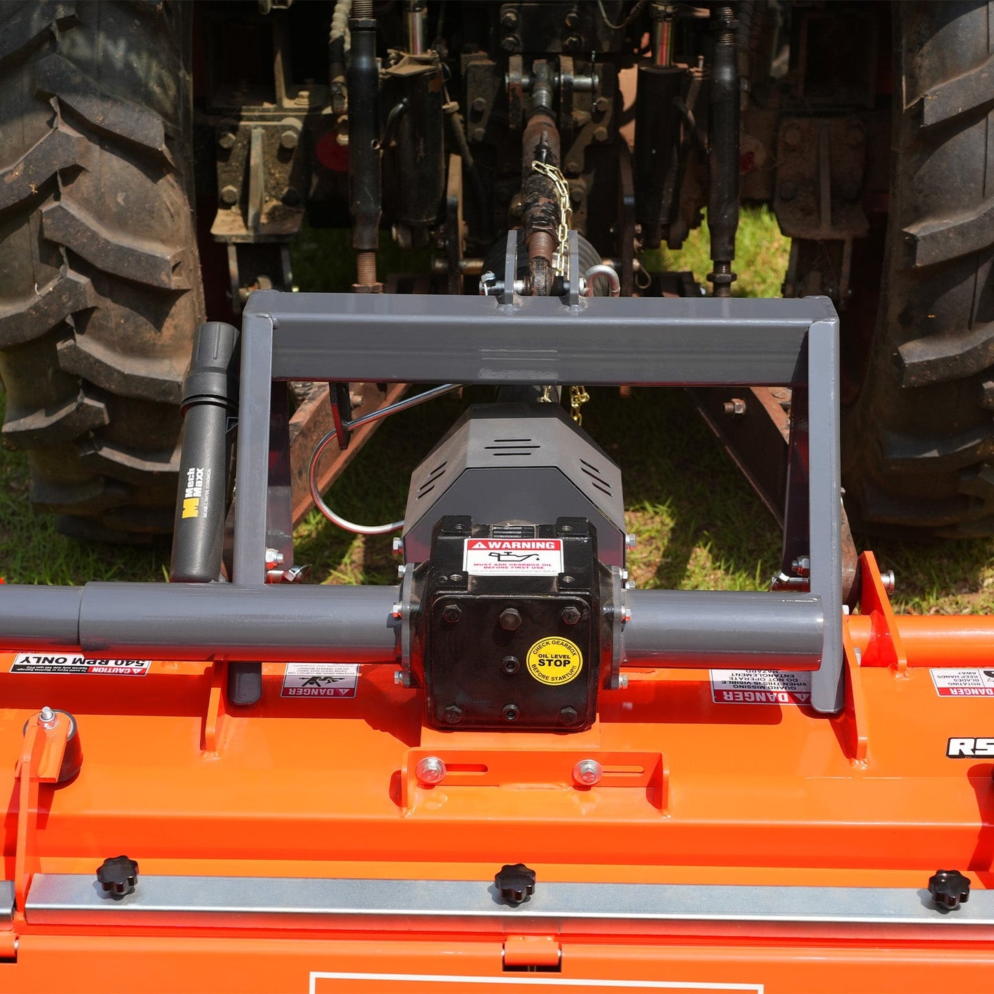 MechMaxx RSB48 Rotary Tiller 48" Stone Burier Reverse Rotary Tiller 3 Point Hitch Cat.1 Chain Drive PTO Shaft Included Slip Clutch 20-45 HP New
