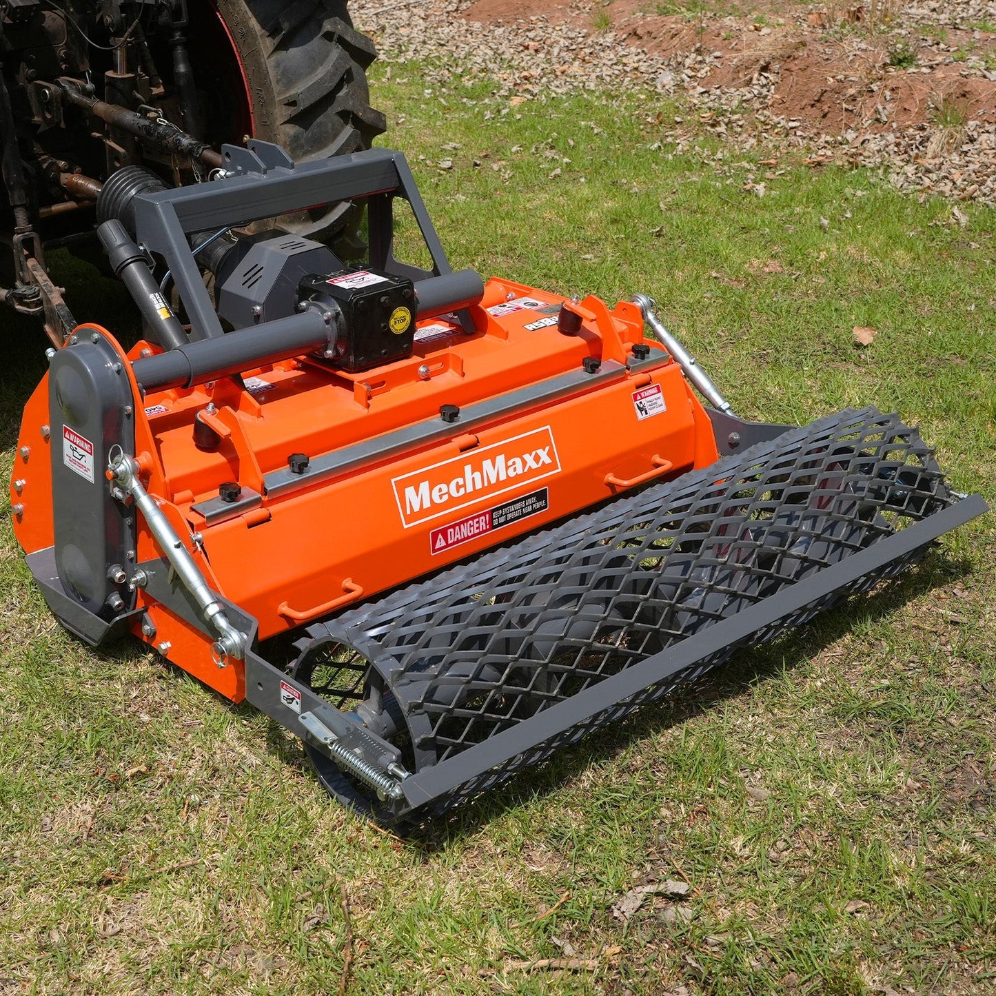 MechMaxx RSB48 Rotary Tiller 48" Stone Burier Reverse Rotary Tiller 3 Point Hitch Cat.1 Chain Drive PTO Shaft Included Slip Clutch 20-45 HP New