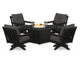 Vineyard 5-Piece Deep Seating Swivel Conversation Set with Fire Pit Table