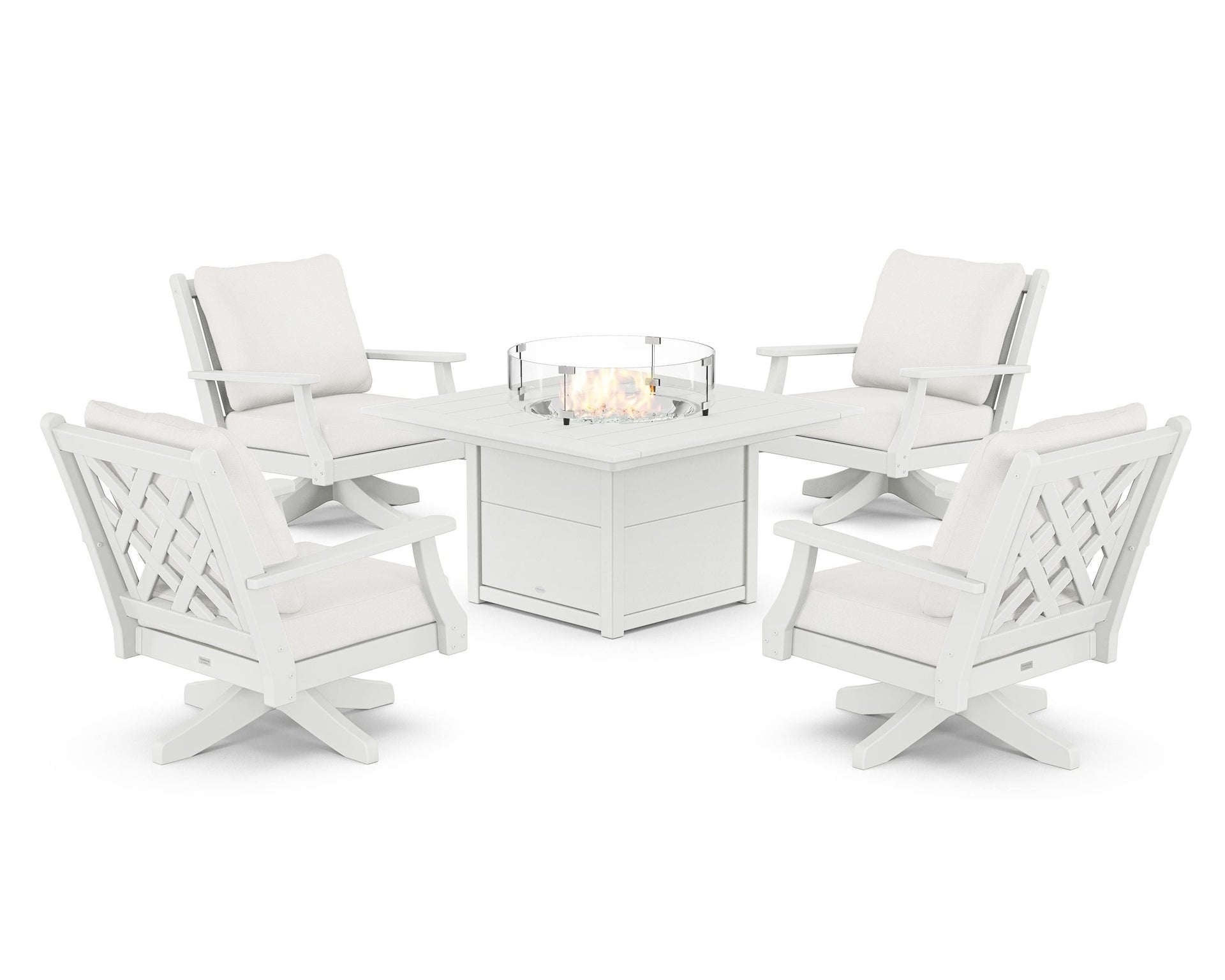 Wovendale 5-Piece Deep Seating Swivel Conversation Set with Fire Pit Table