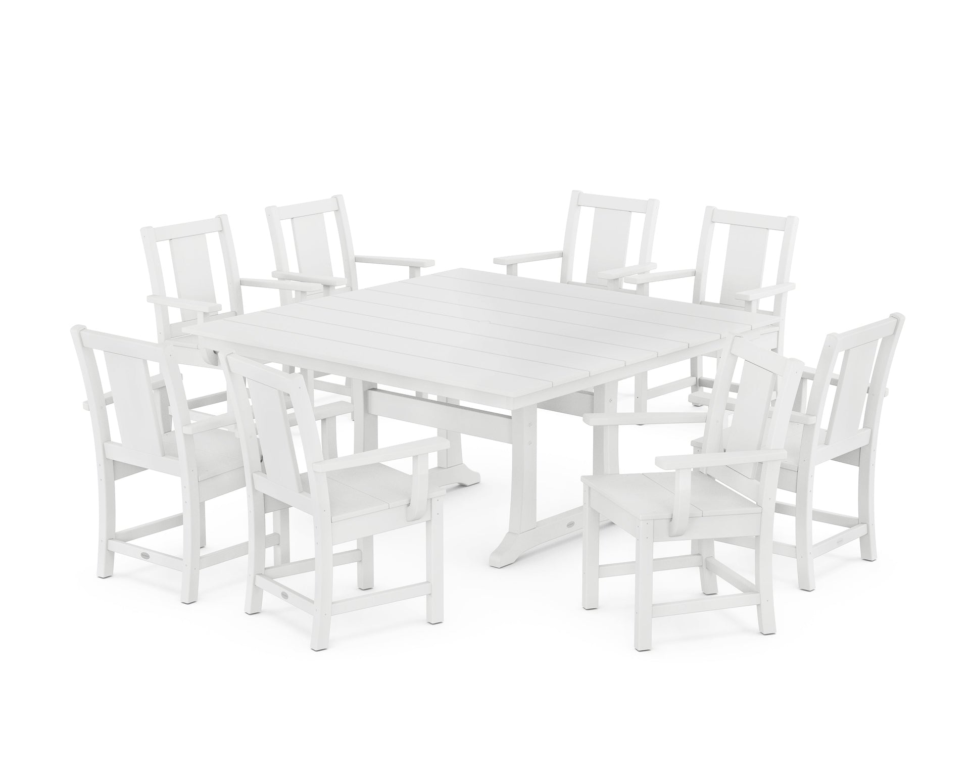 Prairie 9-Piece Square Farmhouse Dining Set with Trestle Legs