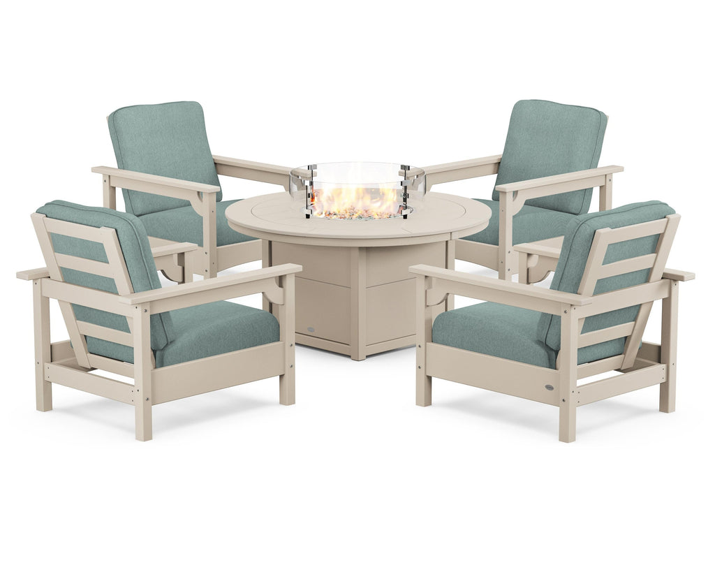 Club 5-Piece Conversation Set with Fire Pit Table