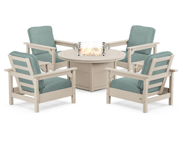 Club 5-Piece Conversation Set with Fire Pit Table