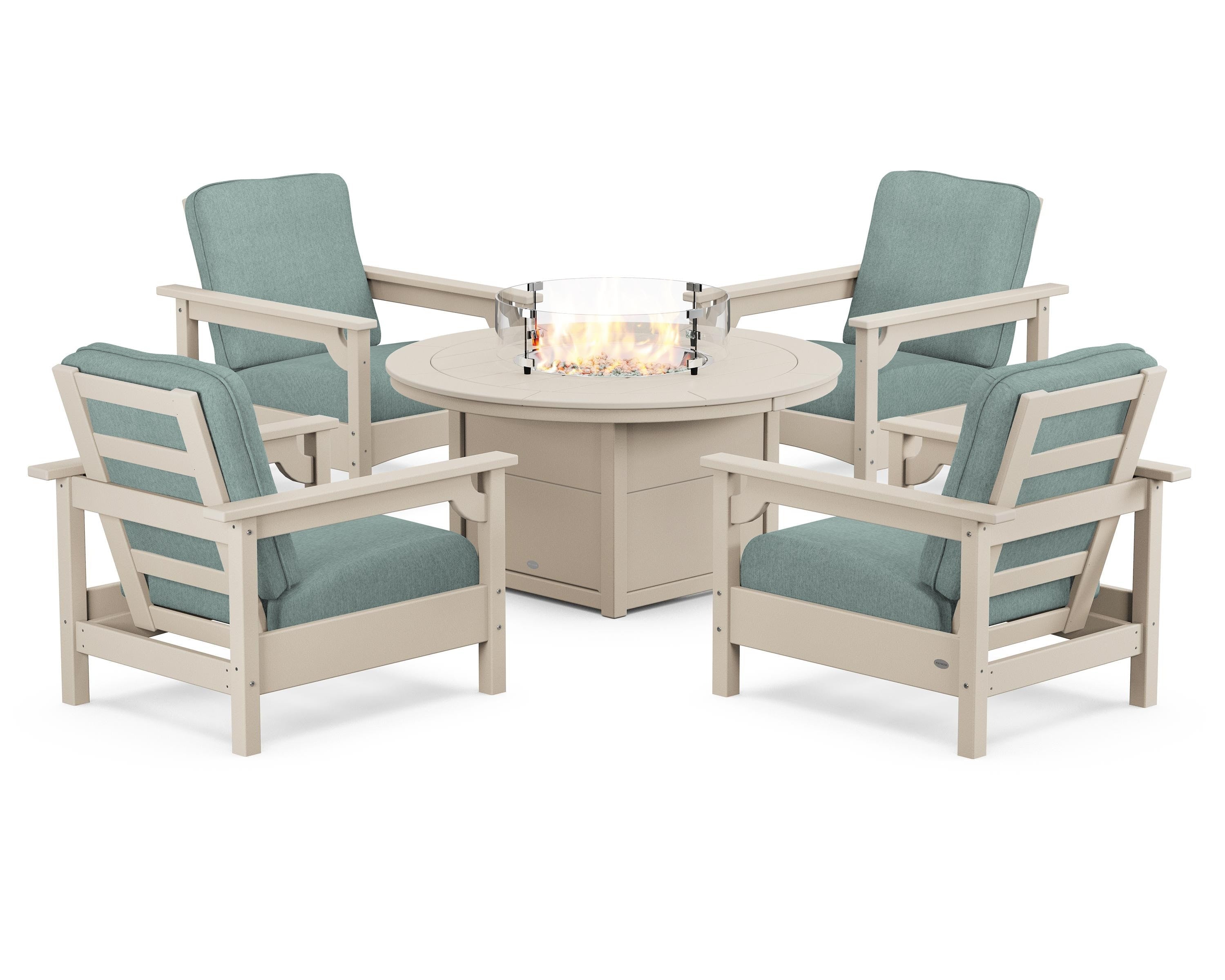 Club 5-Piece Conversation Set with Fire Pit Table