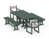 EDGE Sling Arm Chair 5-Piece Farmhouse Dining Set with Benches